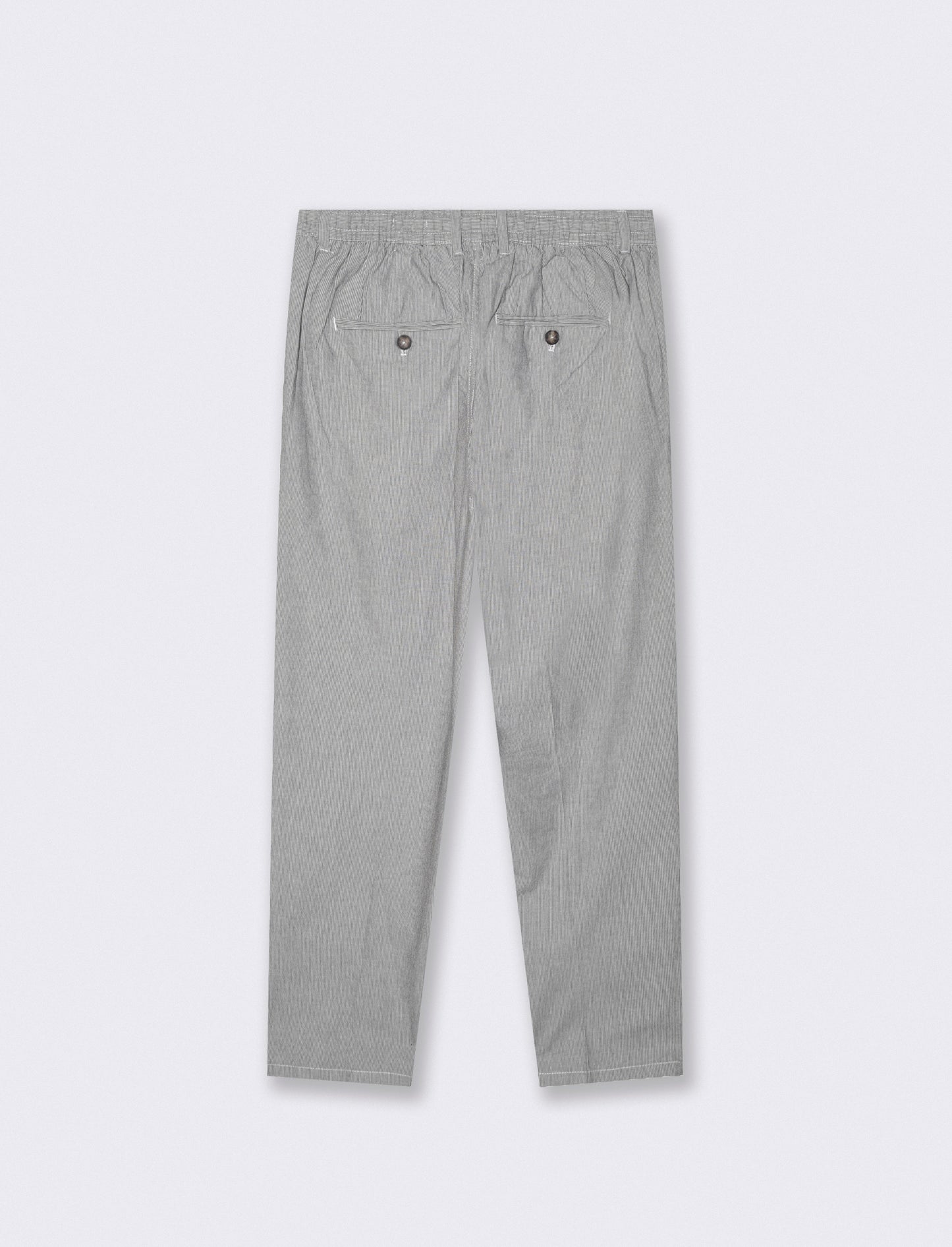 PANTALONI CHINO JOGGER MISTO LINO A RIGHE - Blu