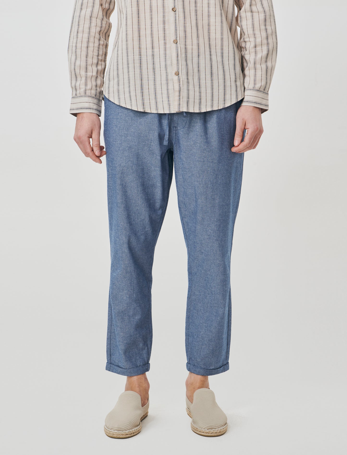 Pantaloni jogger in cotone melange - Blu