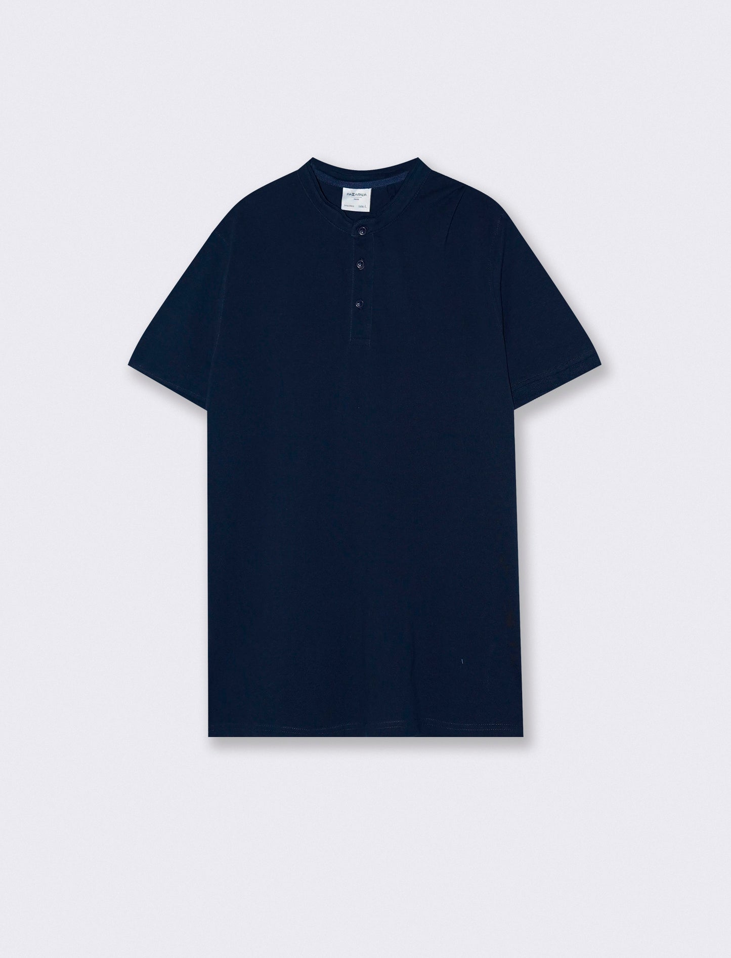 Polo coreana in piquet con colletto - Blu