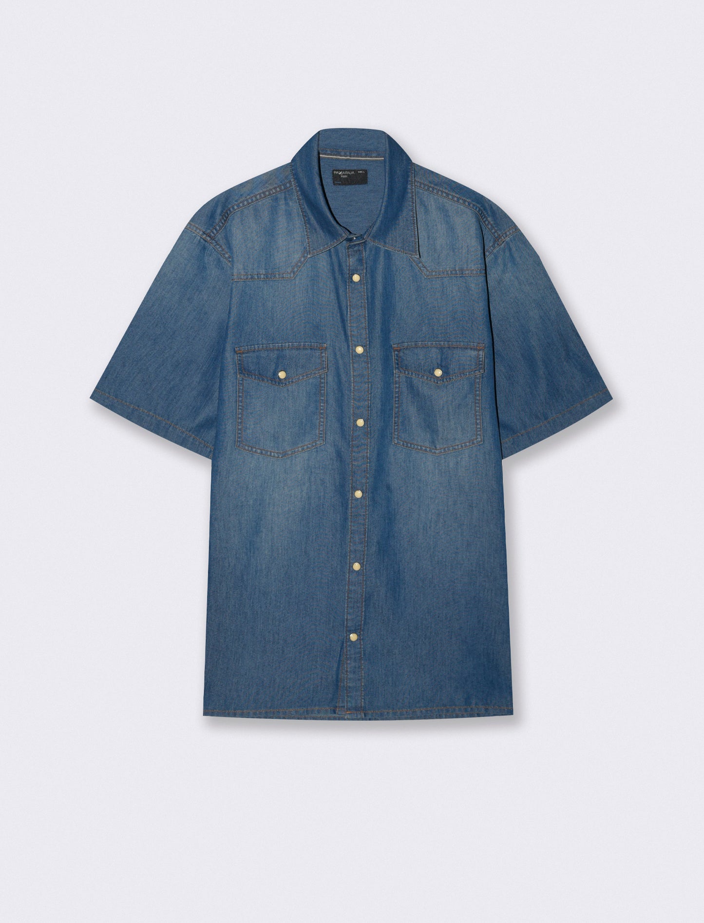 Lightweight denim shirt short sleeves - Blue