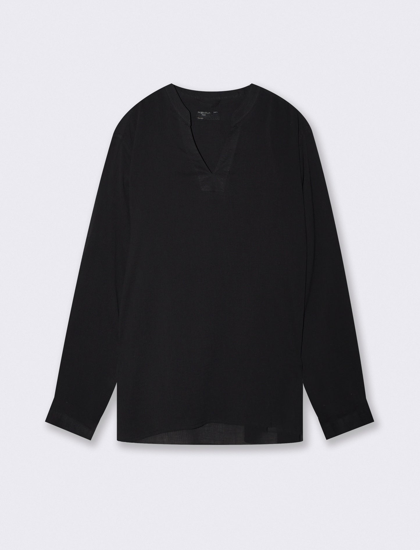 Korean-style cotton crepe effect top - Black