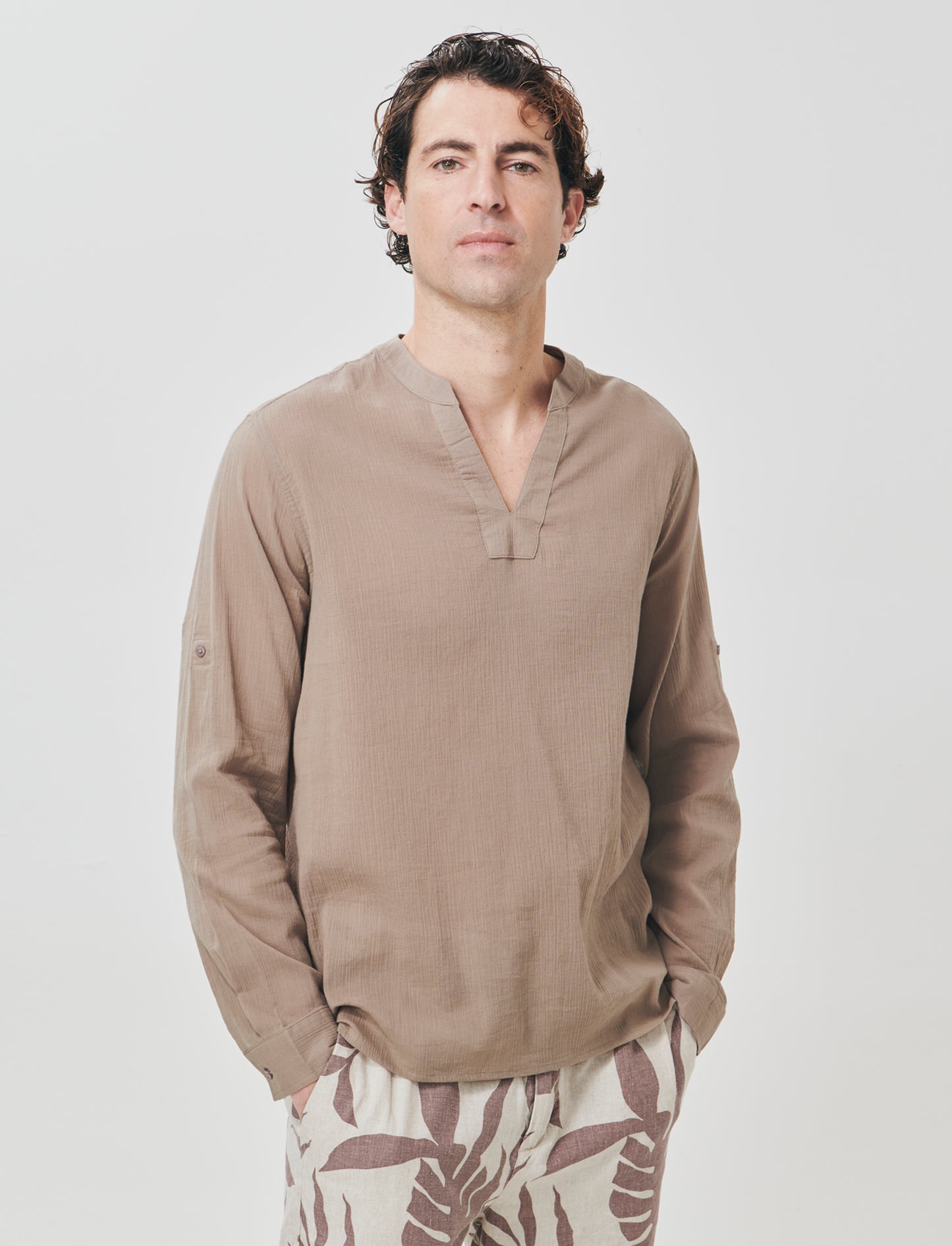 Korean-style cotton crepe effect top - Green