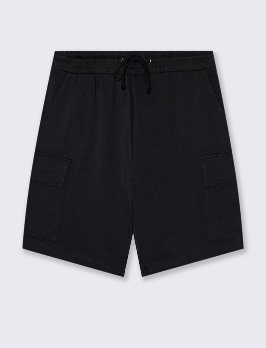 Bermuda felpa jogger con tasche laterali - Nero