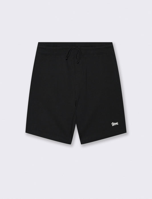 Bermuda in felpa con vita jogger - Nero