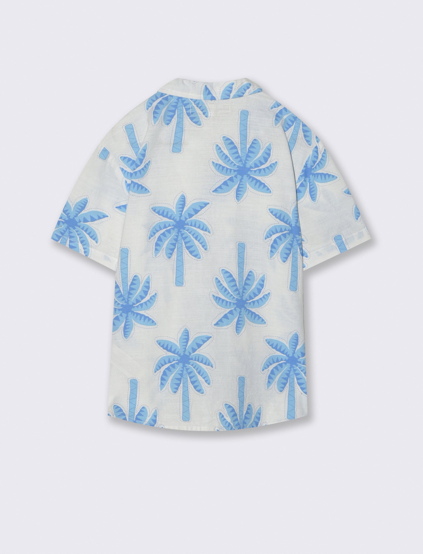 Camicia collo coreana in misto lino - Fantasia