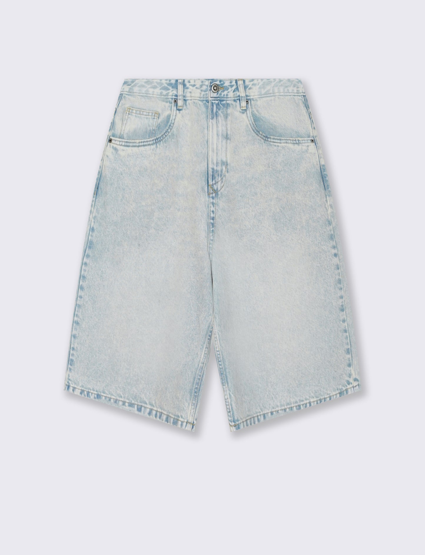 Bermuda Jeans Skater Fit in Denim Slavato - Denim chiaro