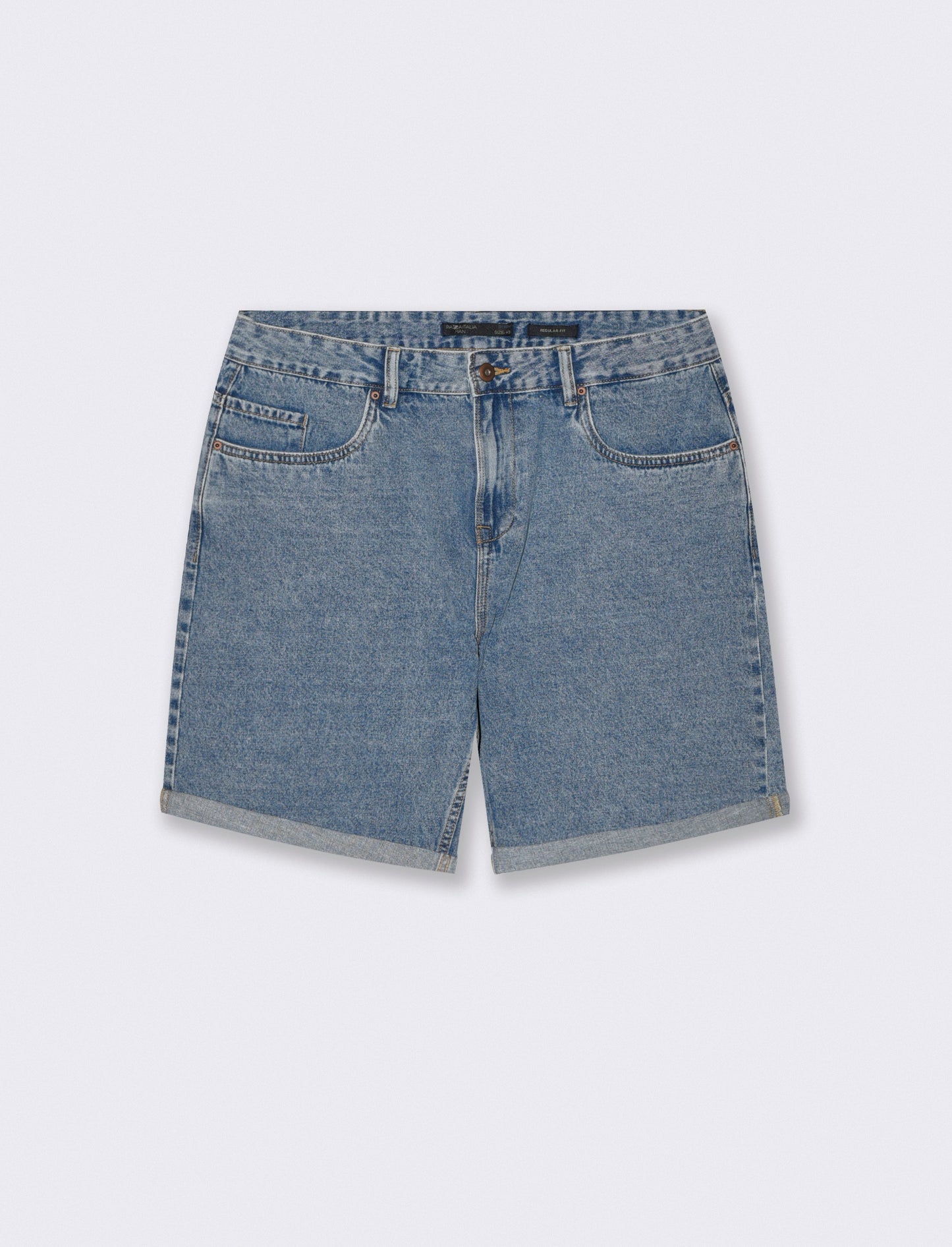 BERMUDA JEANS STRAIGHT FIT: - Denim