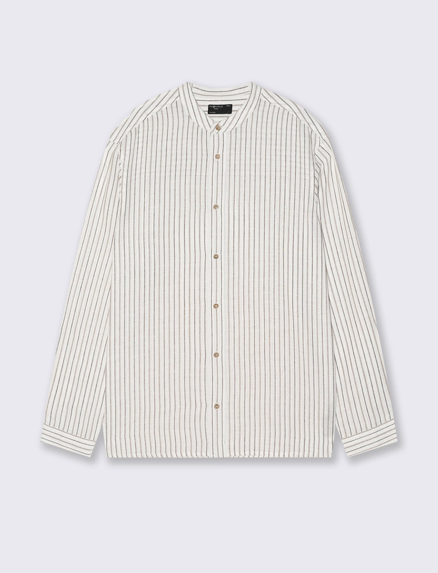 Camicia a righe in effetto lino - Bianco