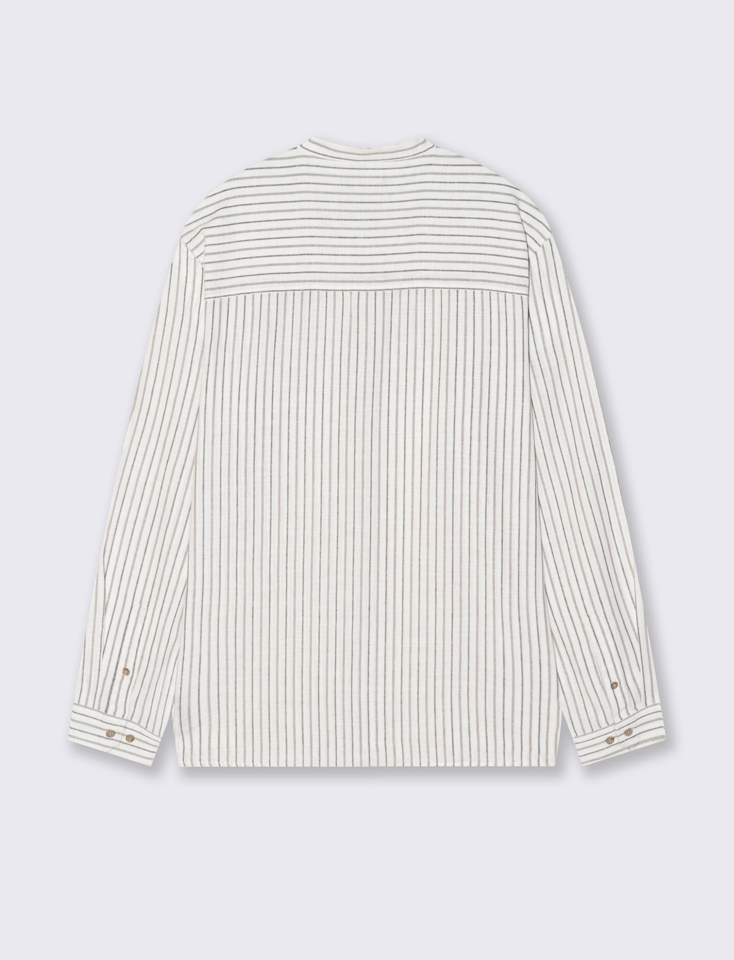 Camicia a righe in effetto lino - Bianco