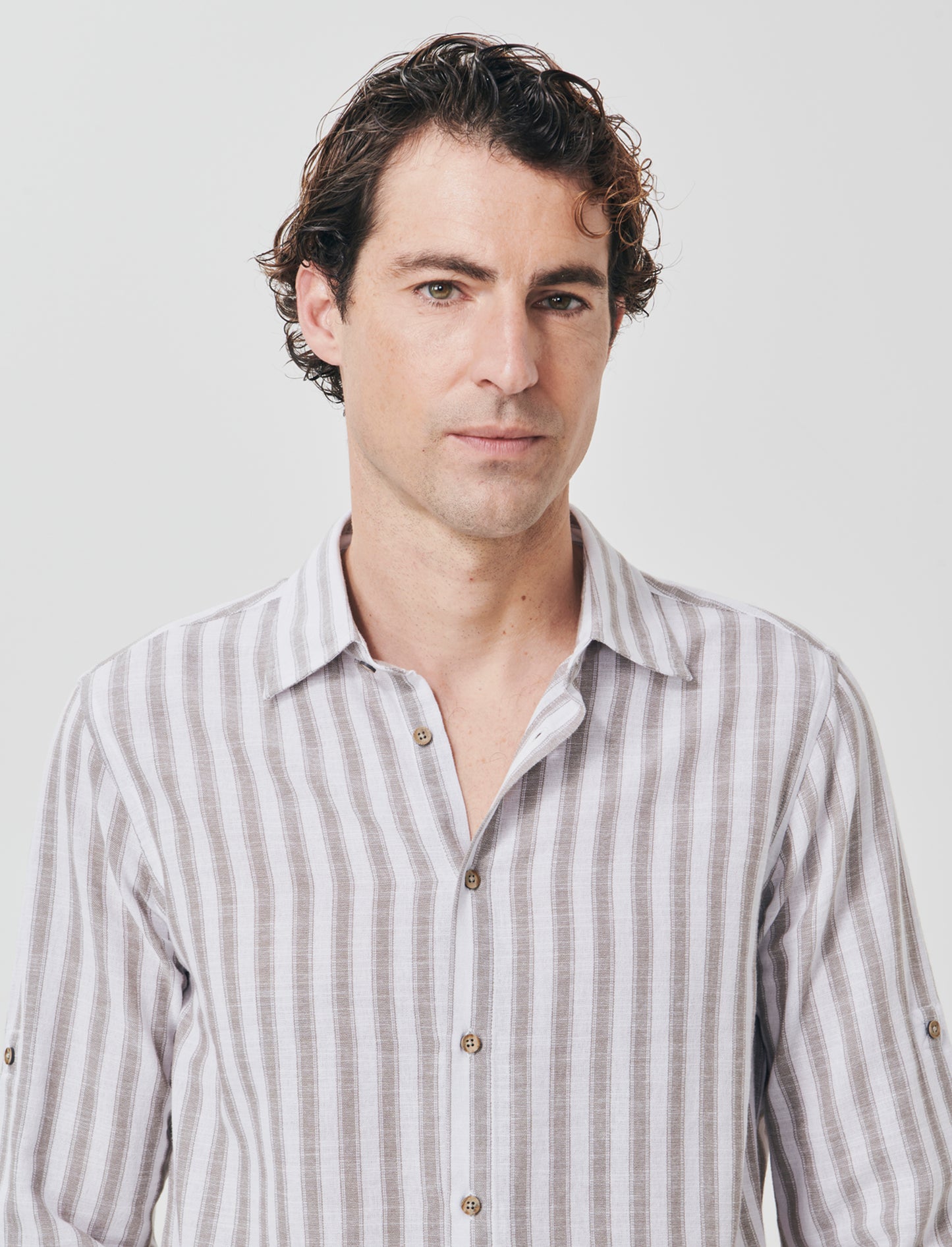 Regular fit striped cotton shirt - Green