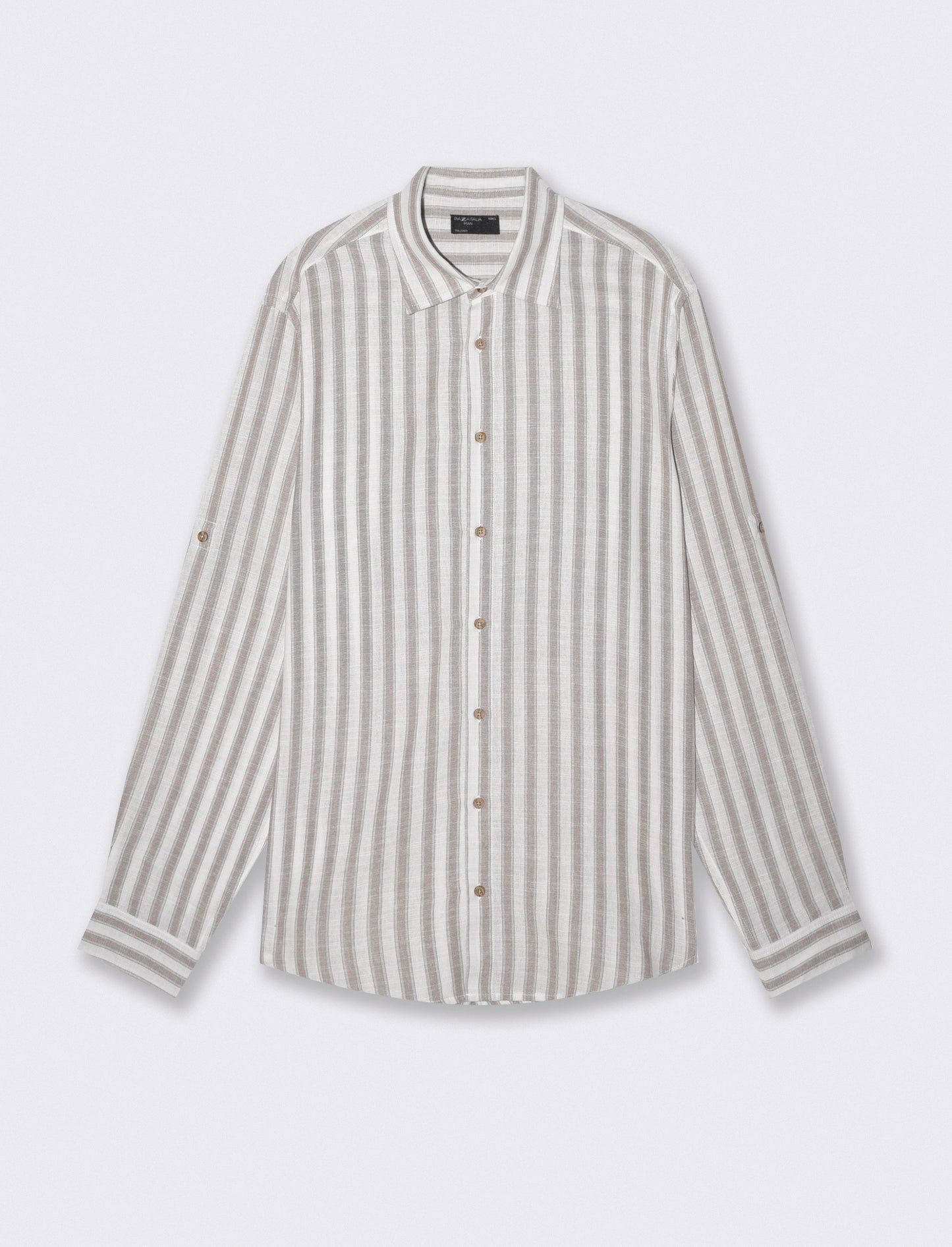 Regular fit striped cotton shirt - Green
