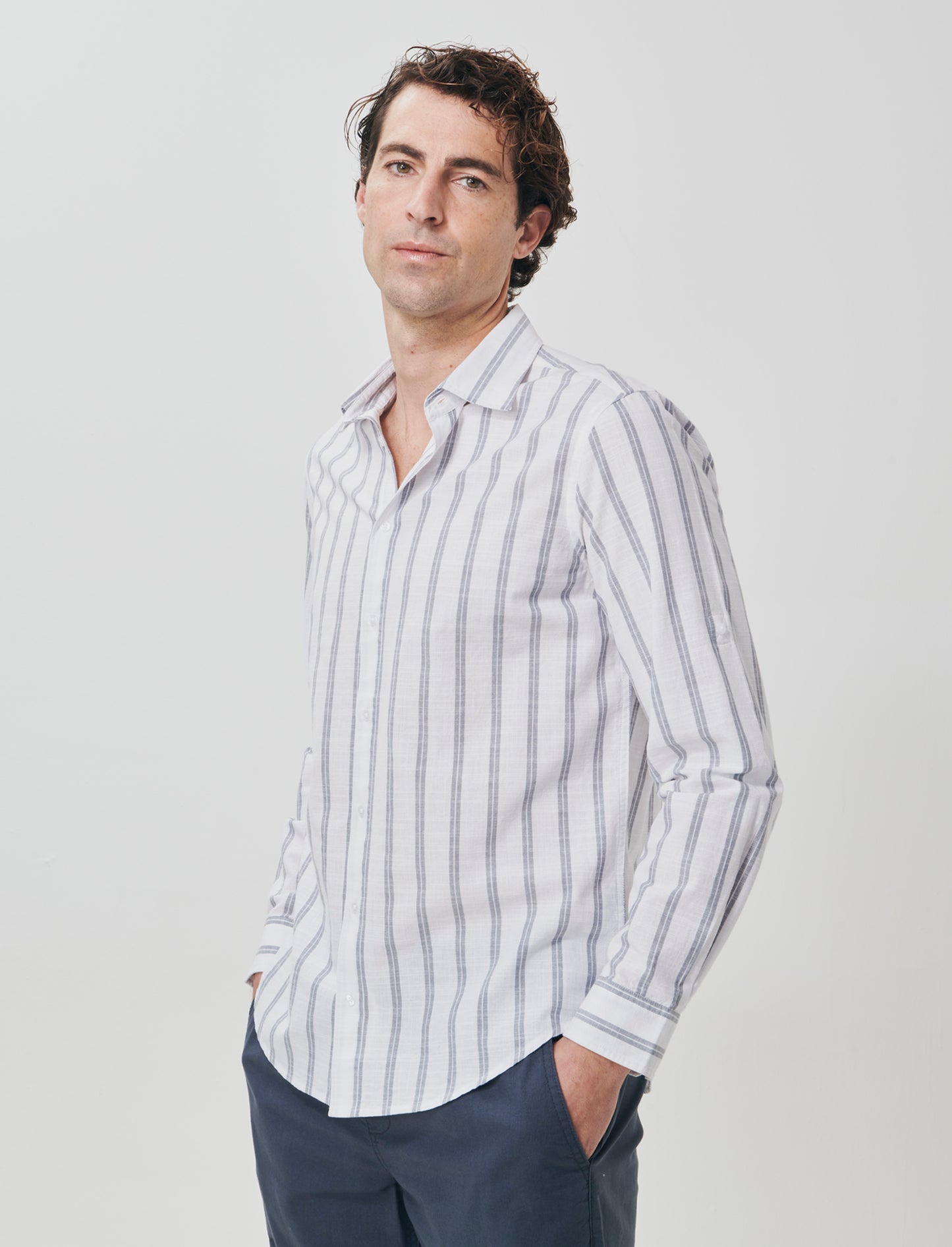 Camicia a righe con collo francese - CARTA DA ZUCCHERO