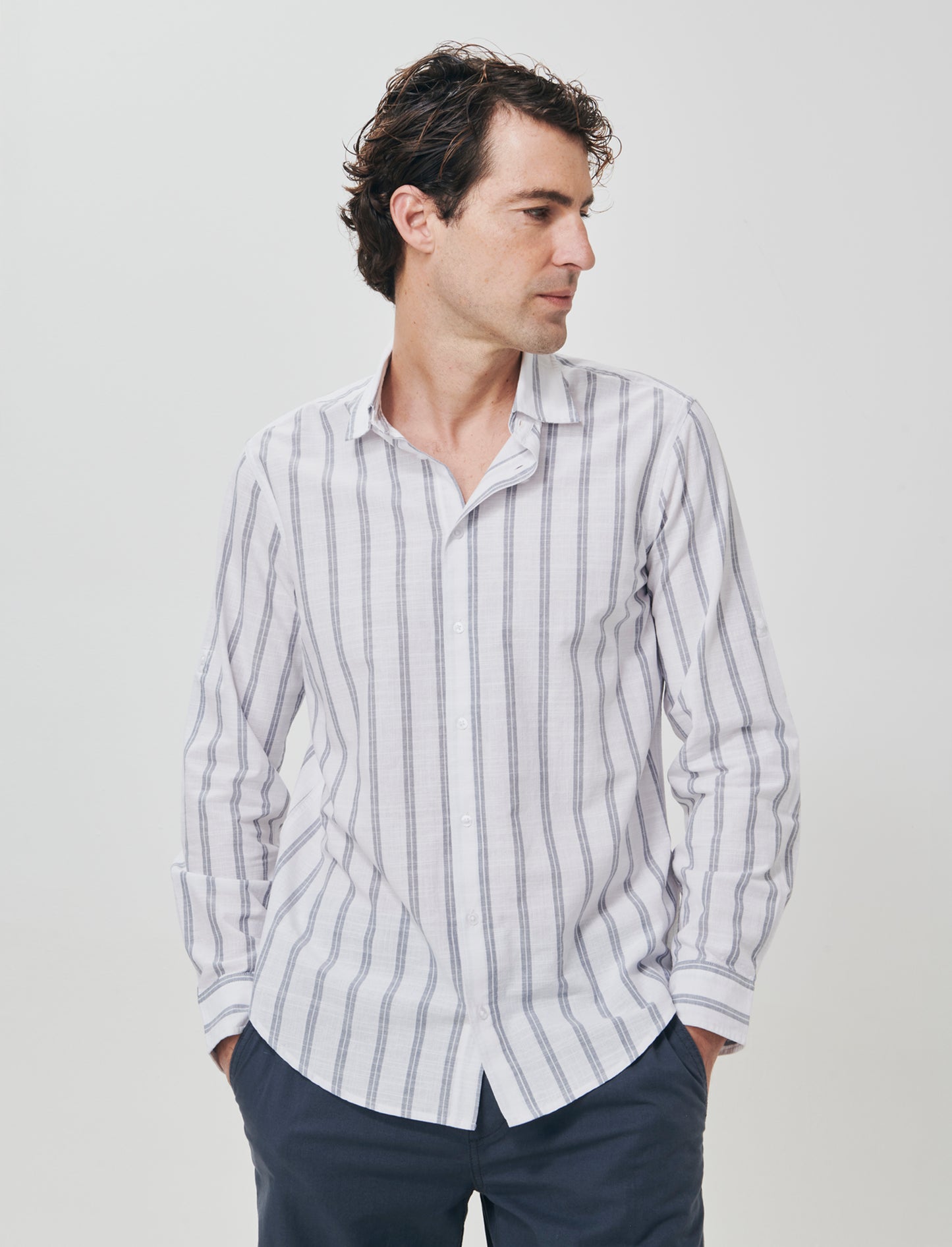 Camicia a righe con collo francese - CARTA DA ZUCCHERO