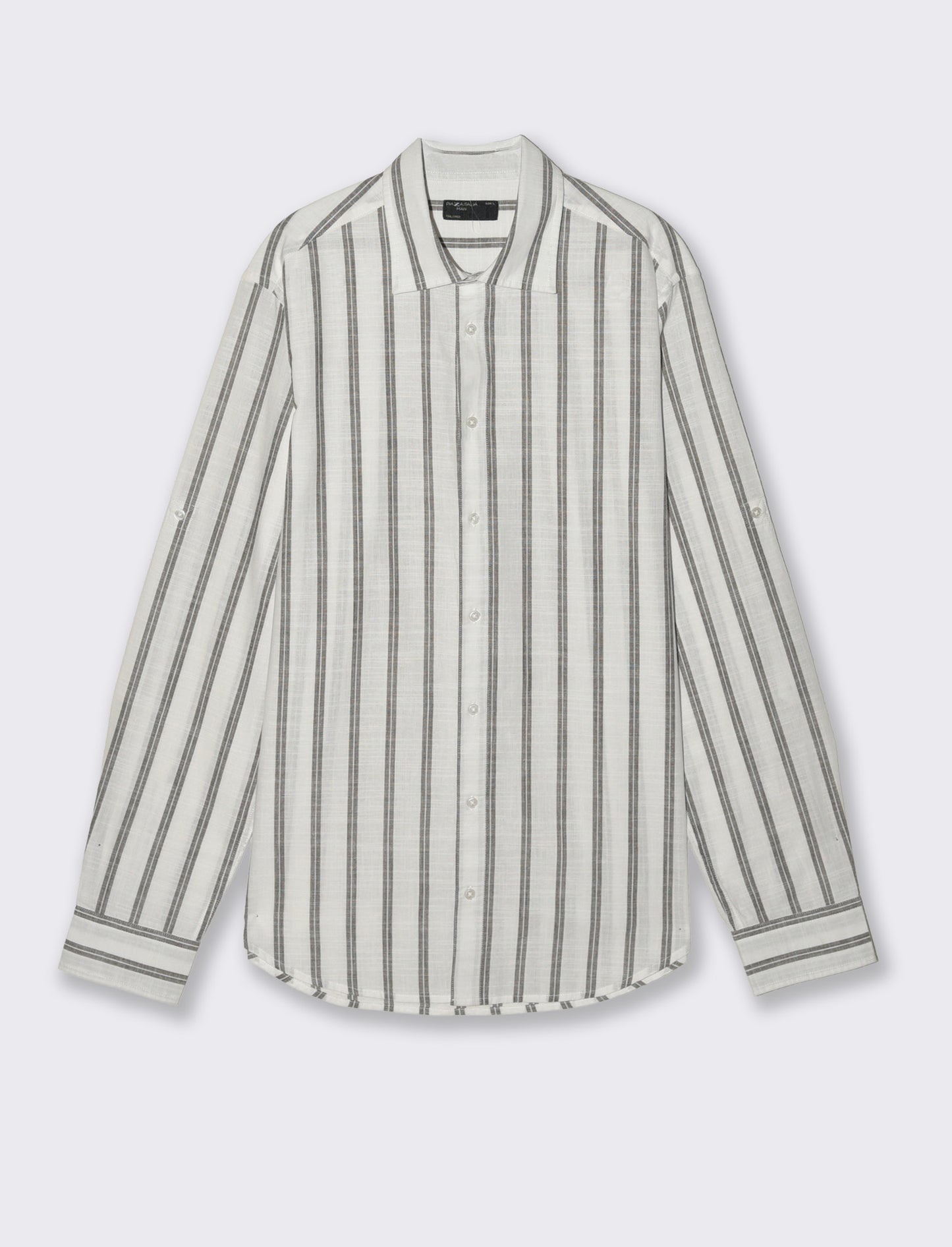 Camicia a righe con collo francese - Moro