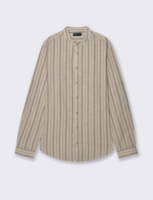 Korean striped shirt with denim - Beige