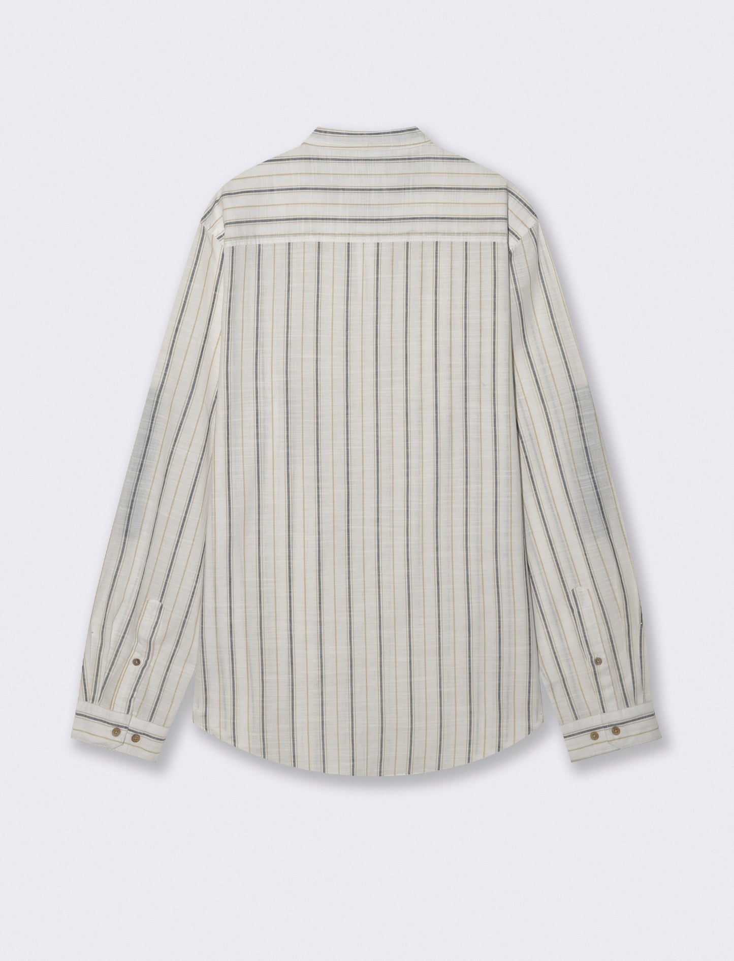 Camicia coreana a righe con denim - Bianco