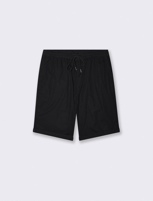 Lightweight Cotton Bermuda Jogger Comfortable Fit - Black