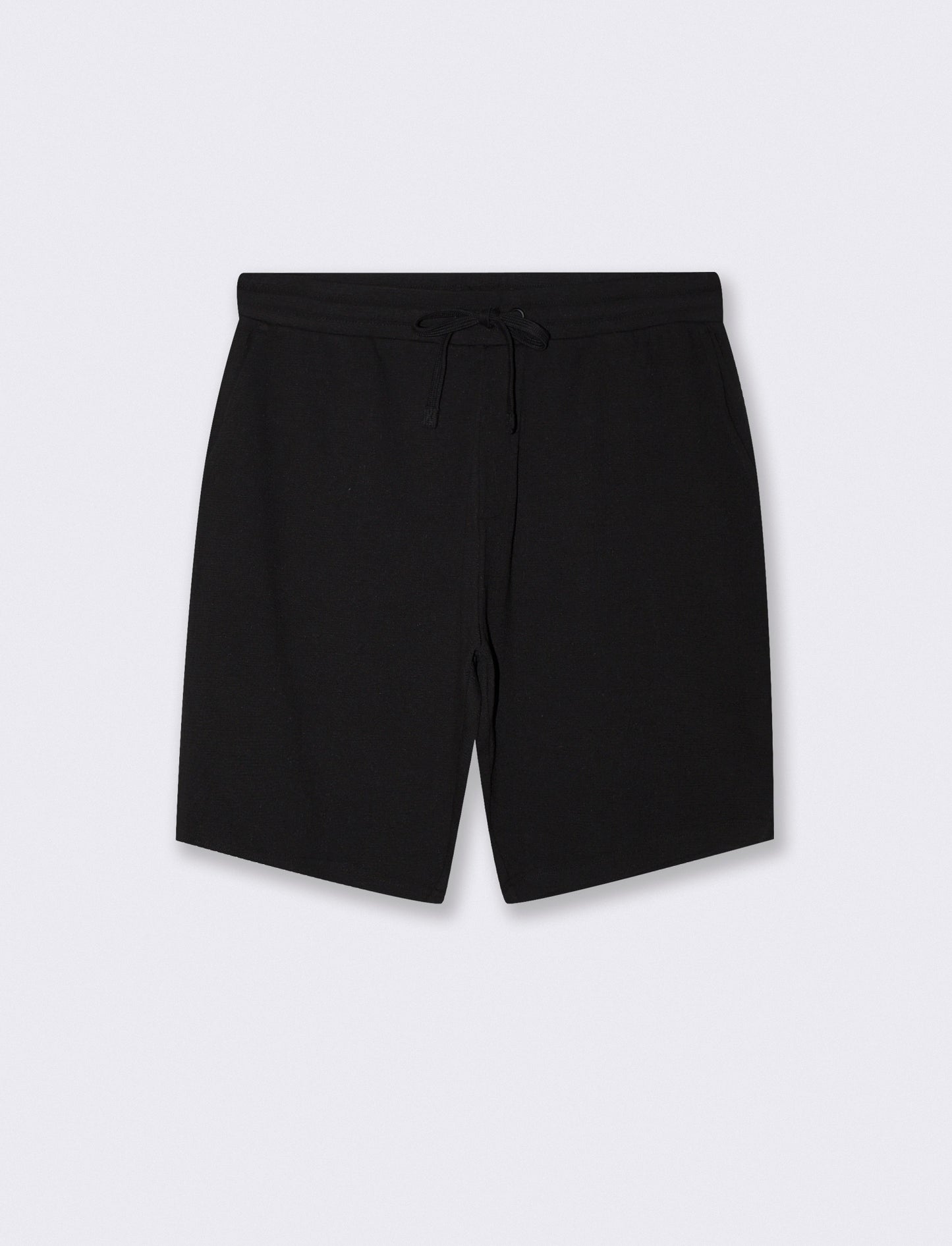 Bermuda Jacquard Effetto Juta con Vita Jogger - Nero