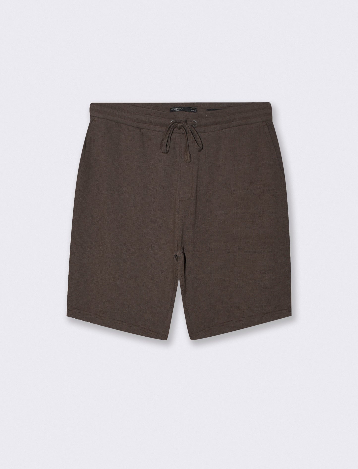 Bermuda Jacquard Effetto Juta con Vita Jogger - Moro