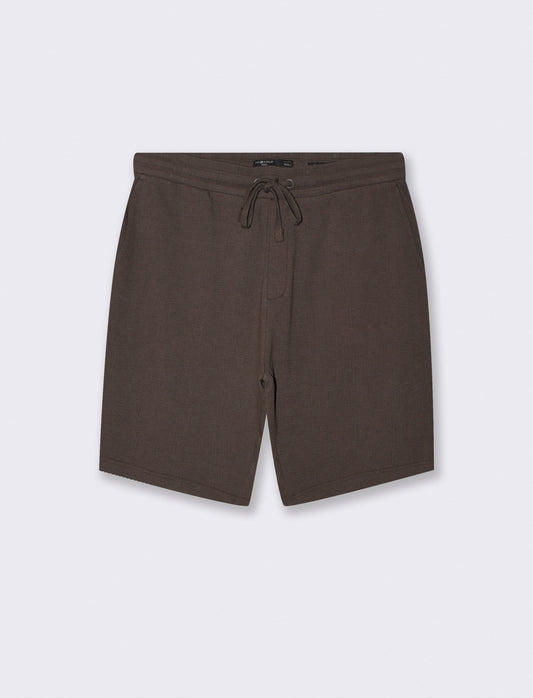 Bermuda Jacquard Effetto Juta con Vita Jogger - Moro