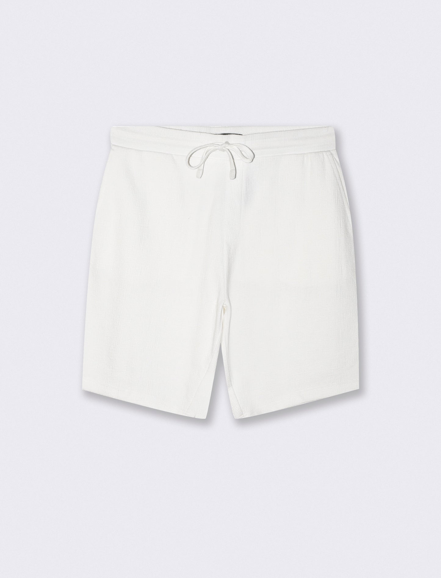 Bermuda Jacquard Effetto Juta con Vita Jogger - Bianco