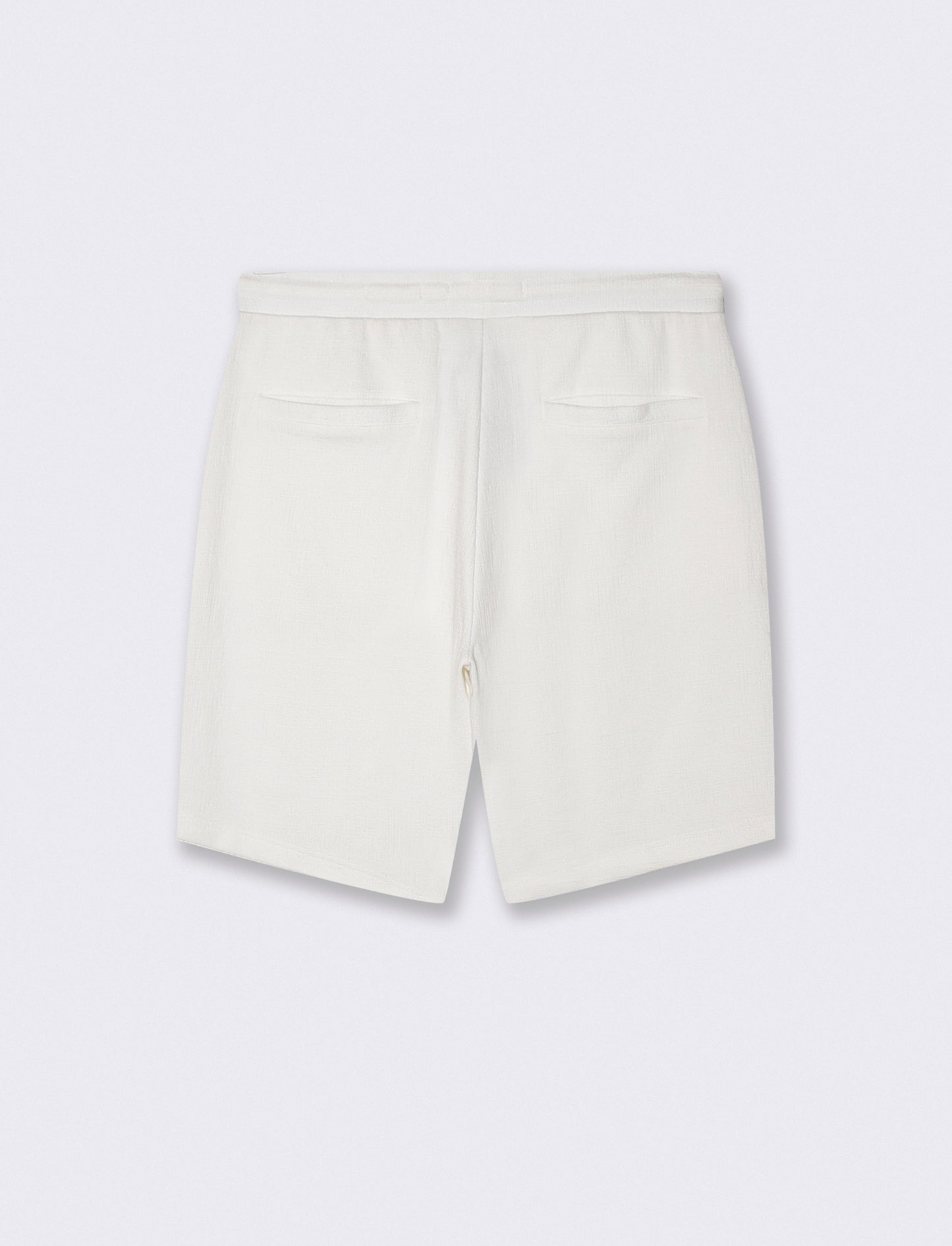 Bermuda Jacquard Effetto Juta con Vita Jogger - Bianco