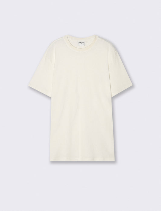 -SHIRT GIROCOLLO DA SET STRUTTURA JACQUARD - Bianco sporco