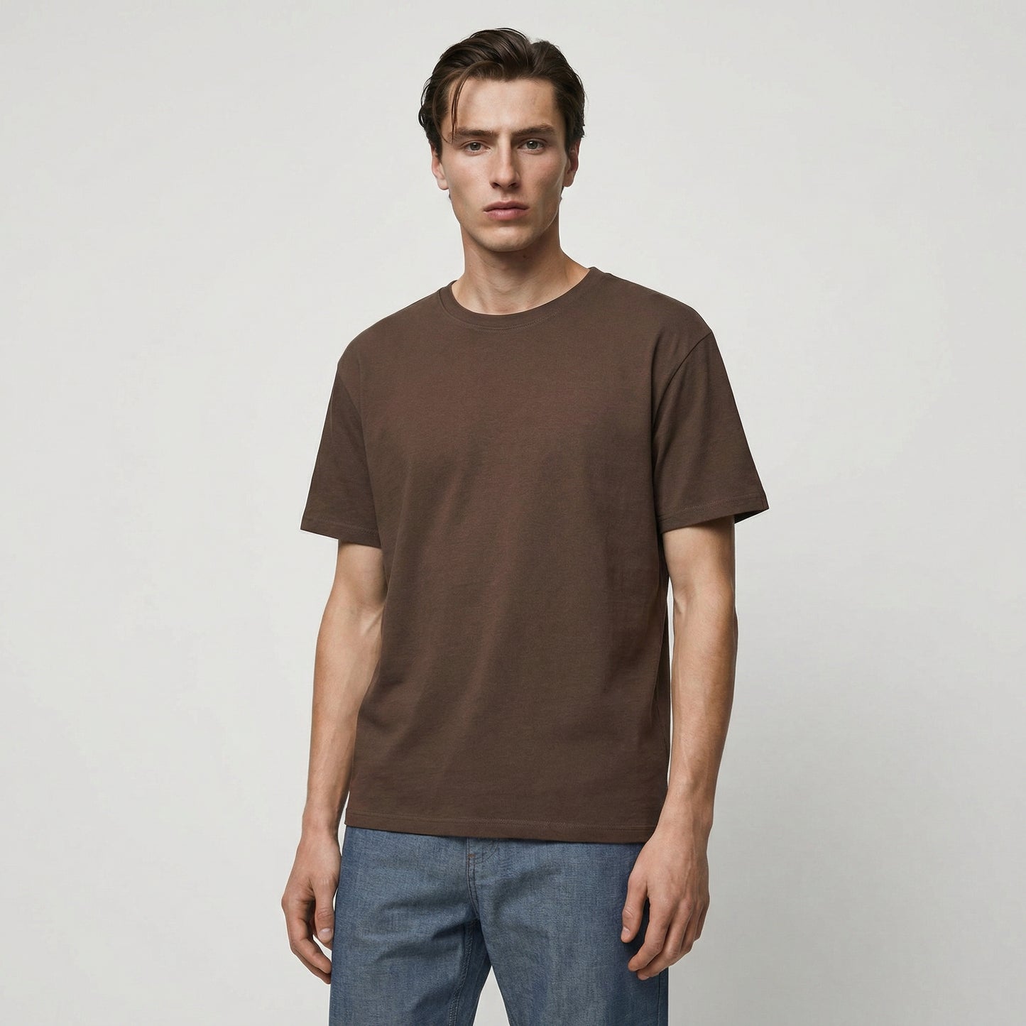 -SHIRT GIROCOLLO DA SET STRUTTURA JACQUARD - Brown