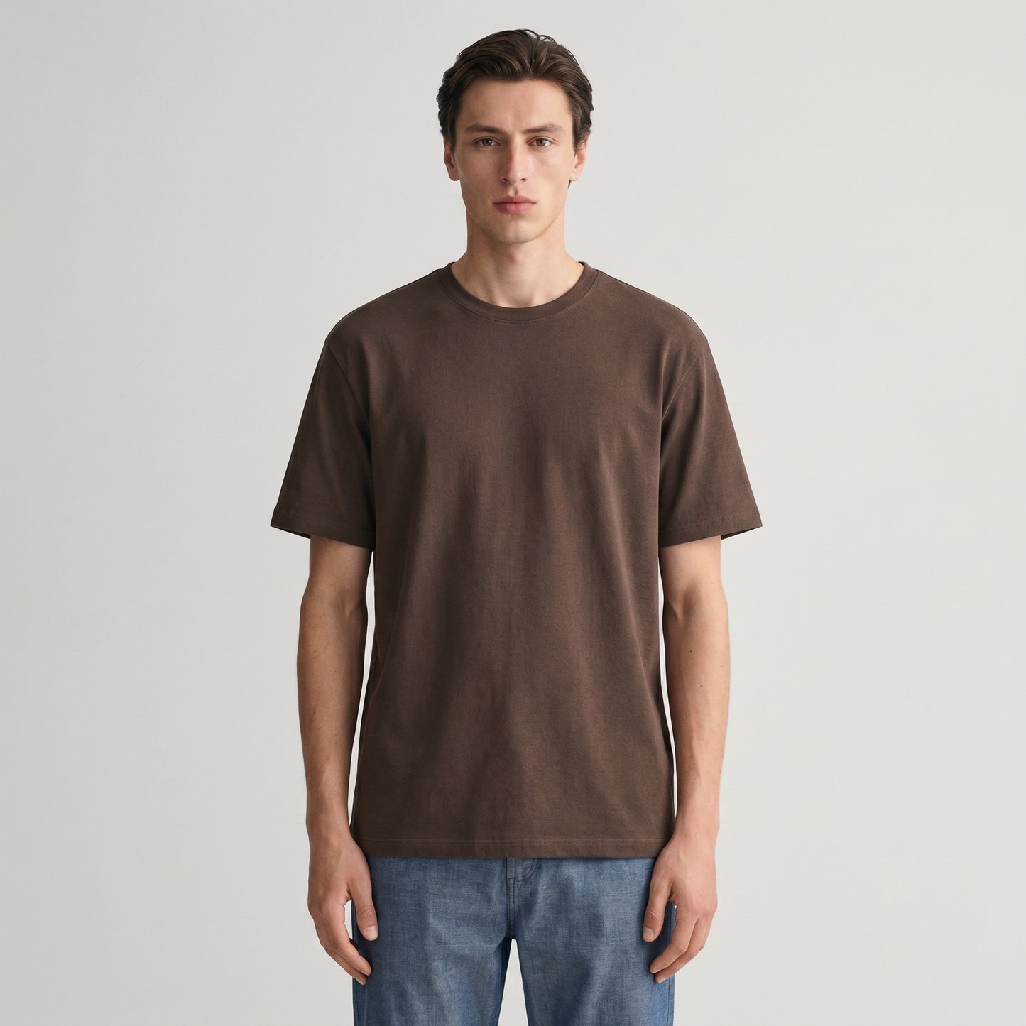 -SHIRT GIROCOLLO DA SET STRUTTURA JACQUARD - Brown