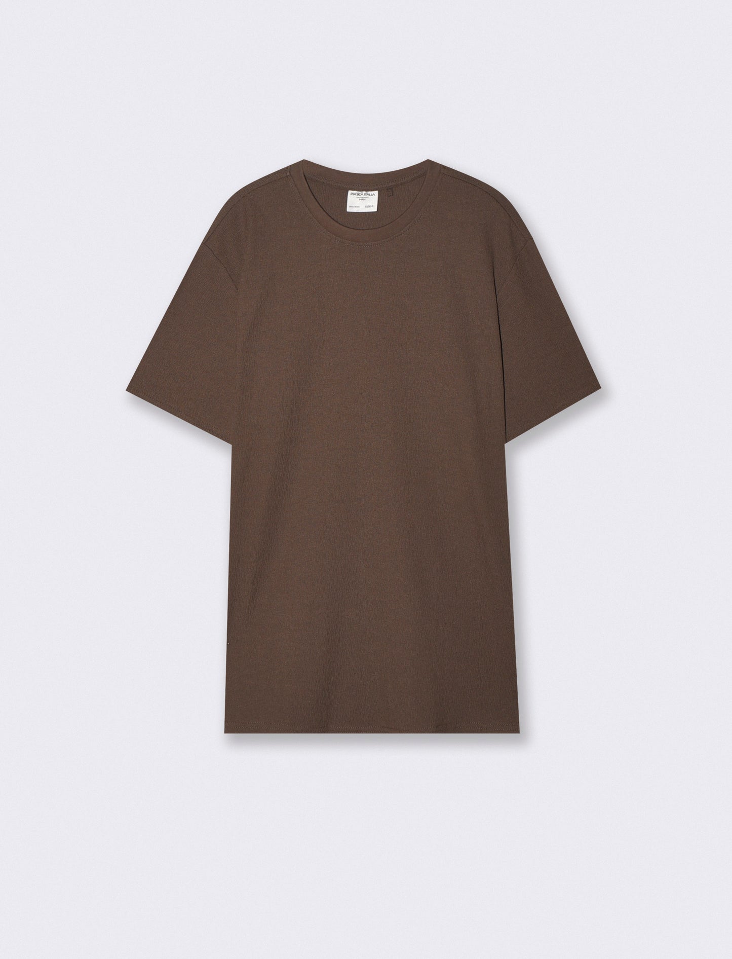 -SHIRT GIROCOLLO DA SET STRUTTURA JACQUARD - Brown