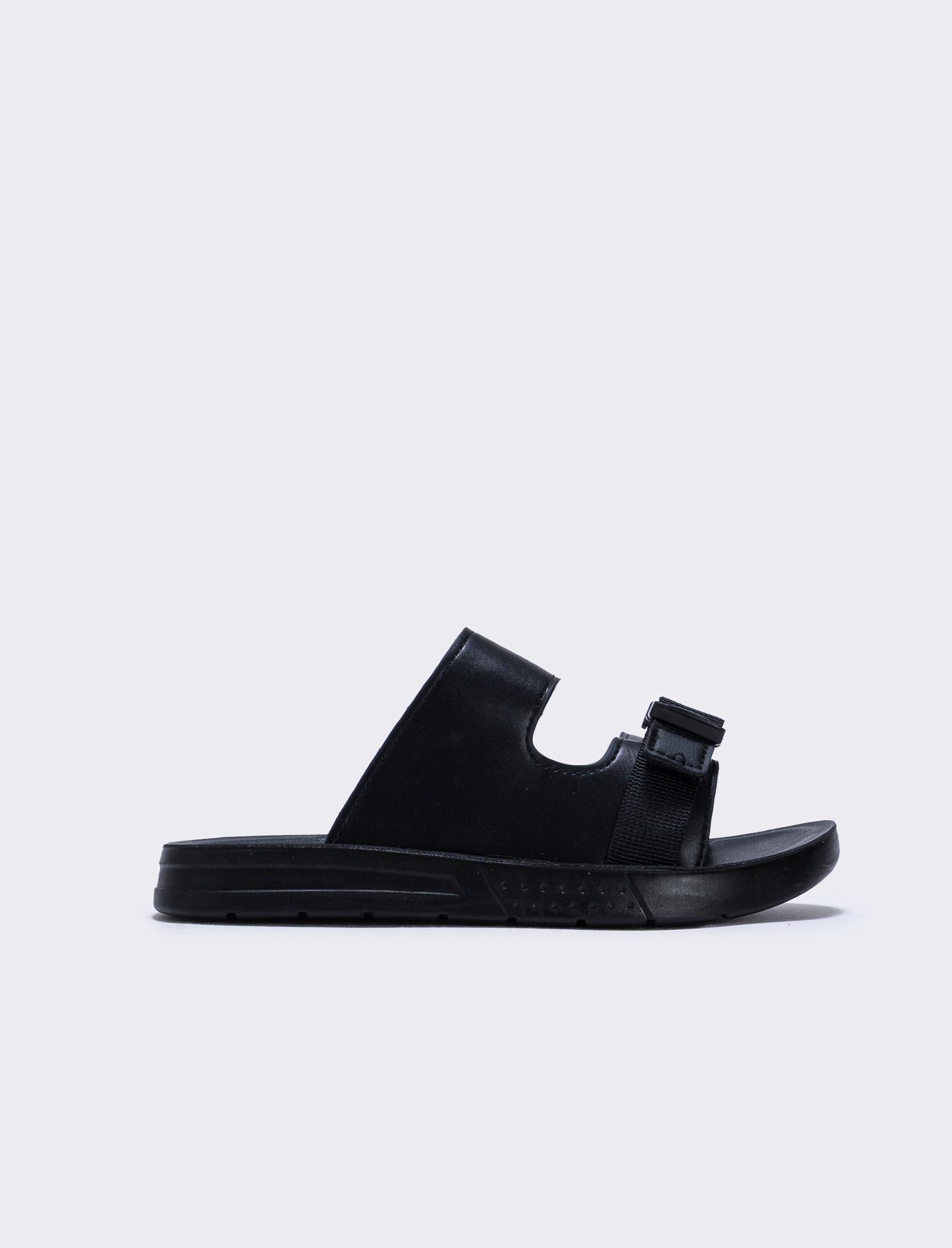 Black sports sandal with snap buckle - Black