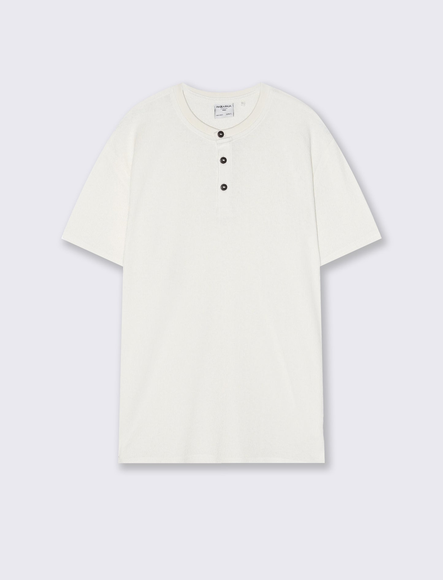 T-shirt Serafino in jacquard con colletto - Bianco sporco
