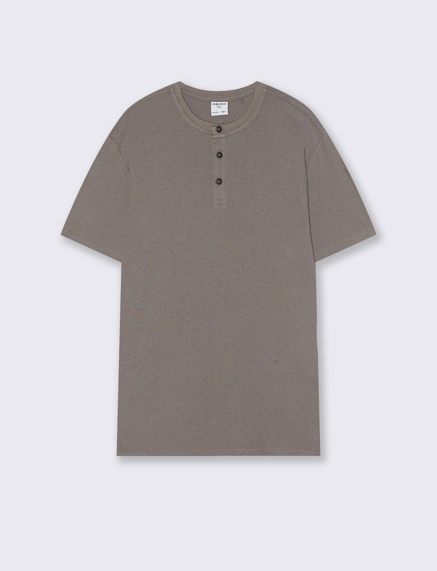 T-shirt Serafino in jacquard con colletto - Verde kaki