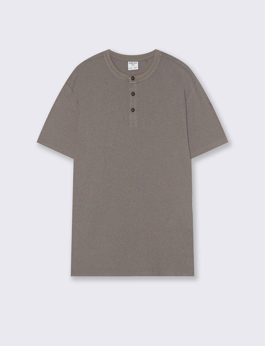 T-shirt Serafino in jacquard con colletto - Verde kaki