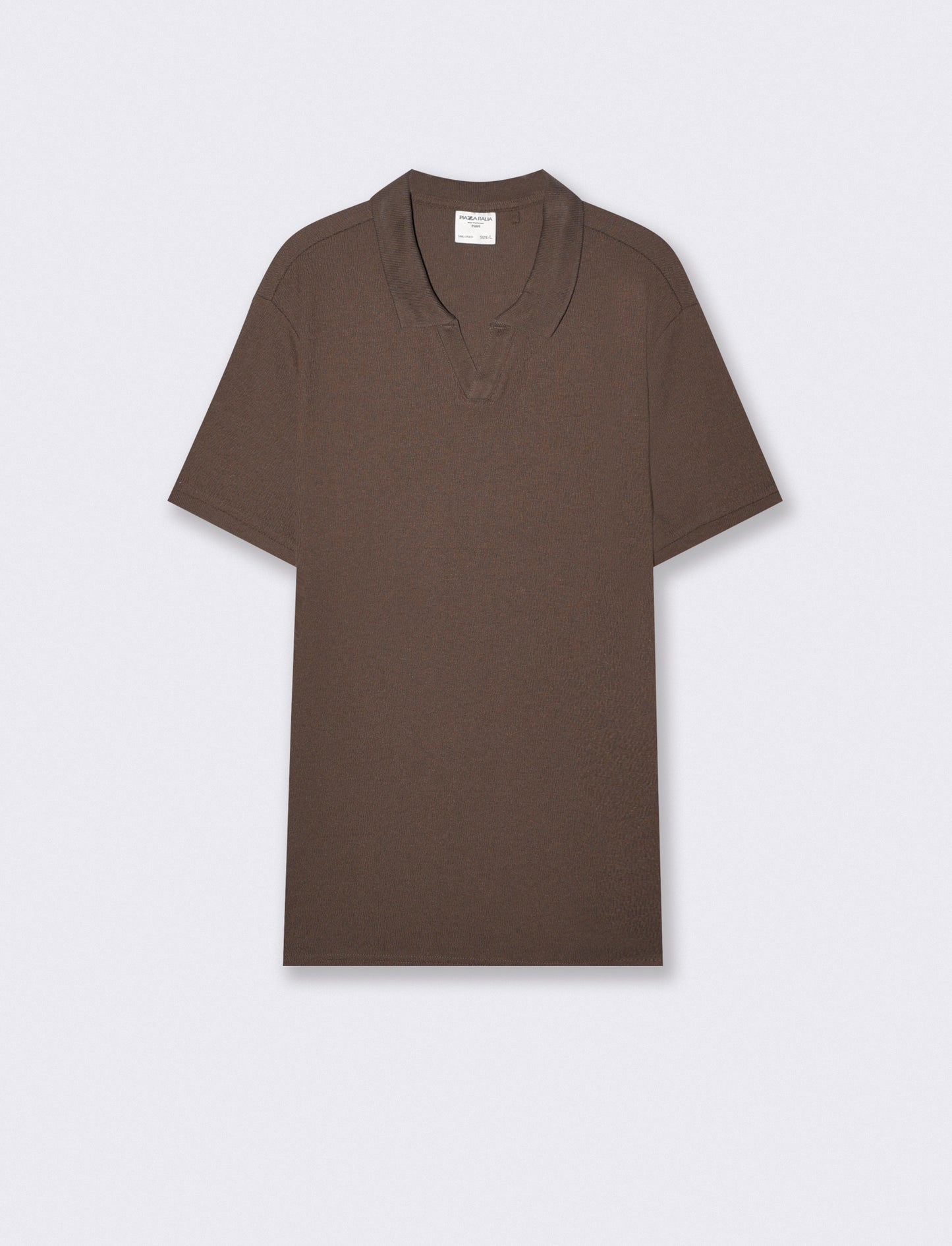 Polo Collo Derby in Jacquard Elegante - Moro