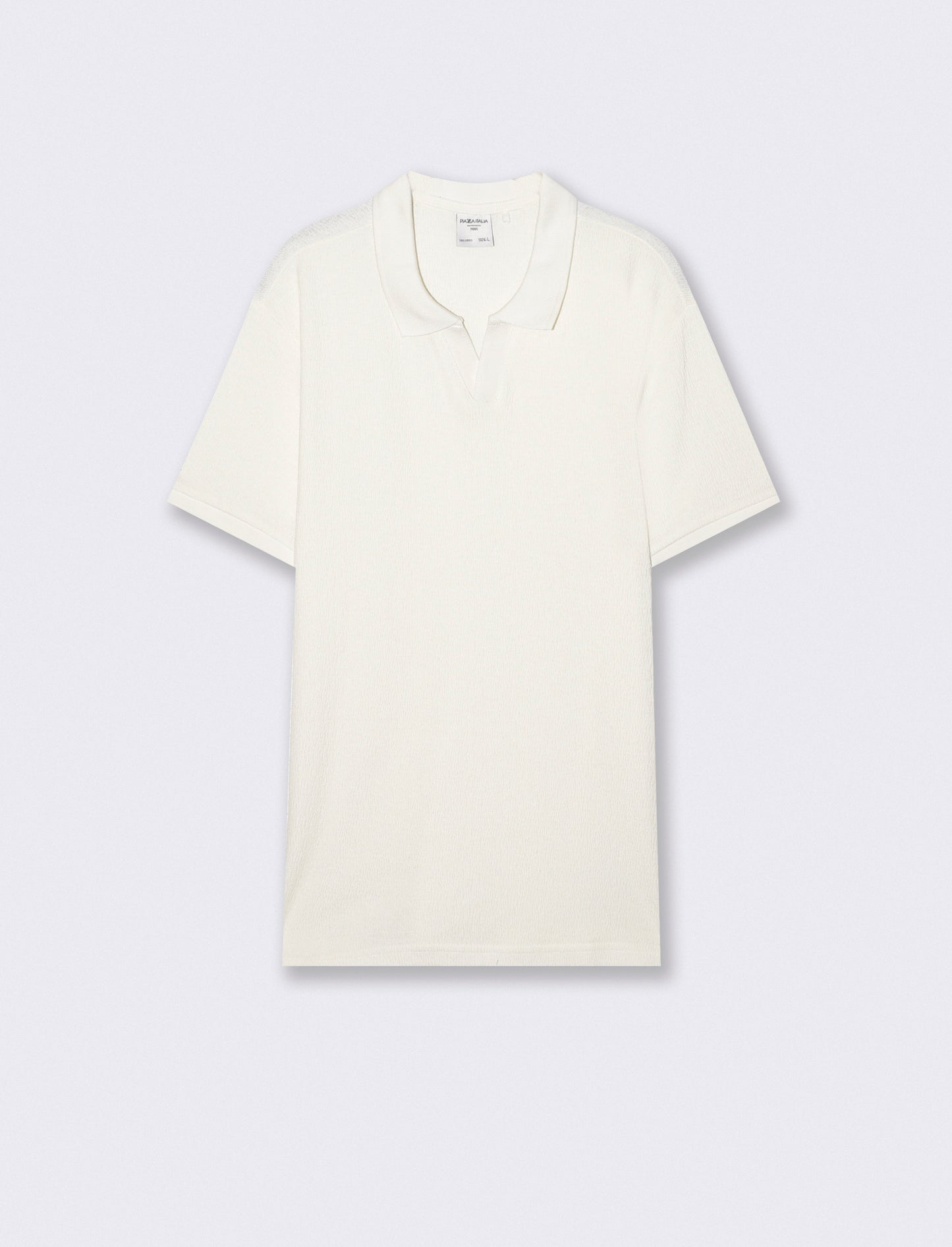 Polo Collo Derby in Jacquard Elegante - Bianco sporco
