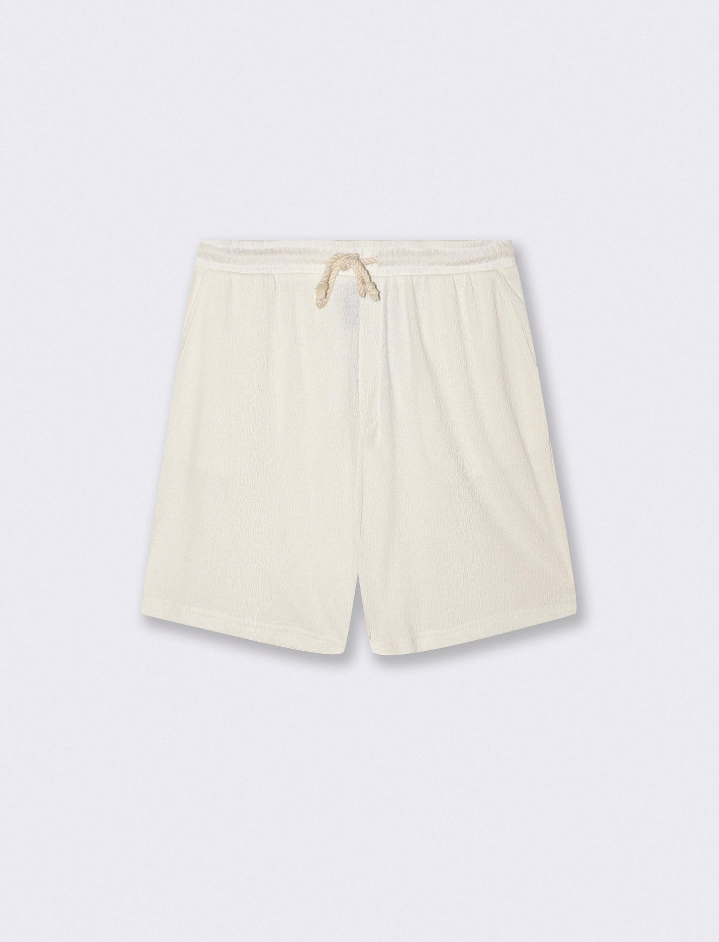 BERMUDA DA SET STRUTTURA JACQUARD CON VITA JOGGER - Bianco sporco