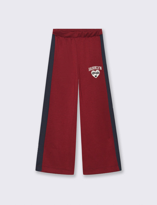 Jogger gamba larga stile college - Bordeaux