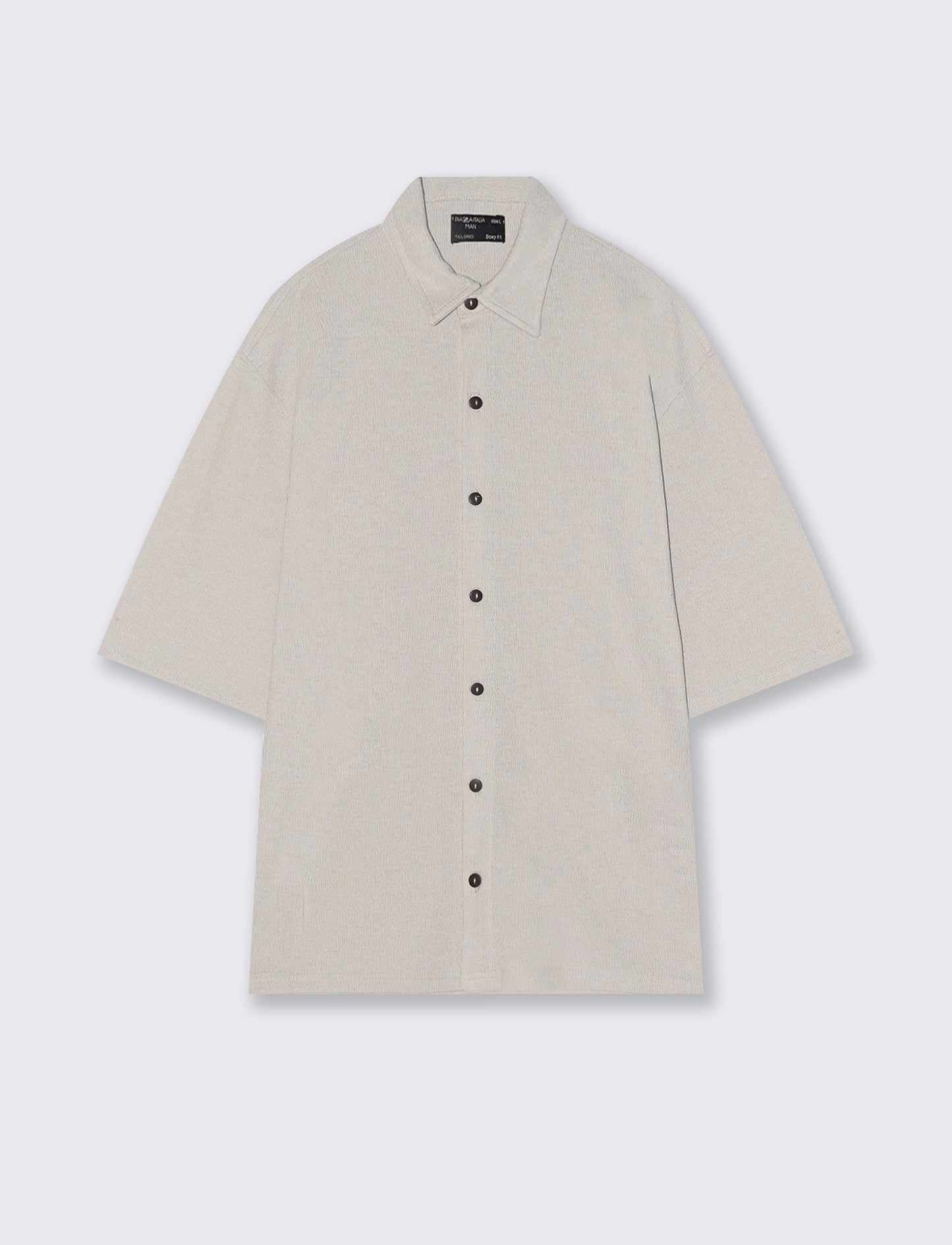 Camicia jacquard manica corta boxy fit - Sabbia