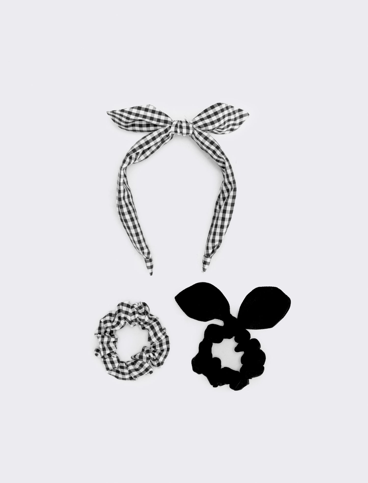 Set cerchietto e elastici vichy - Nero