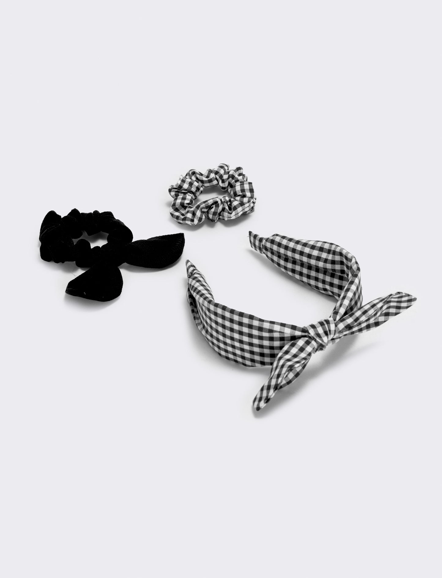 Set cerchietto e elastici vichy - Nero
