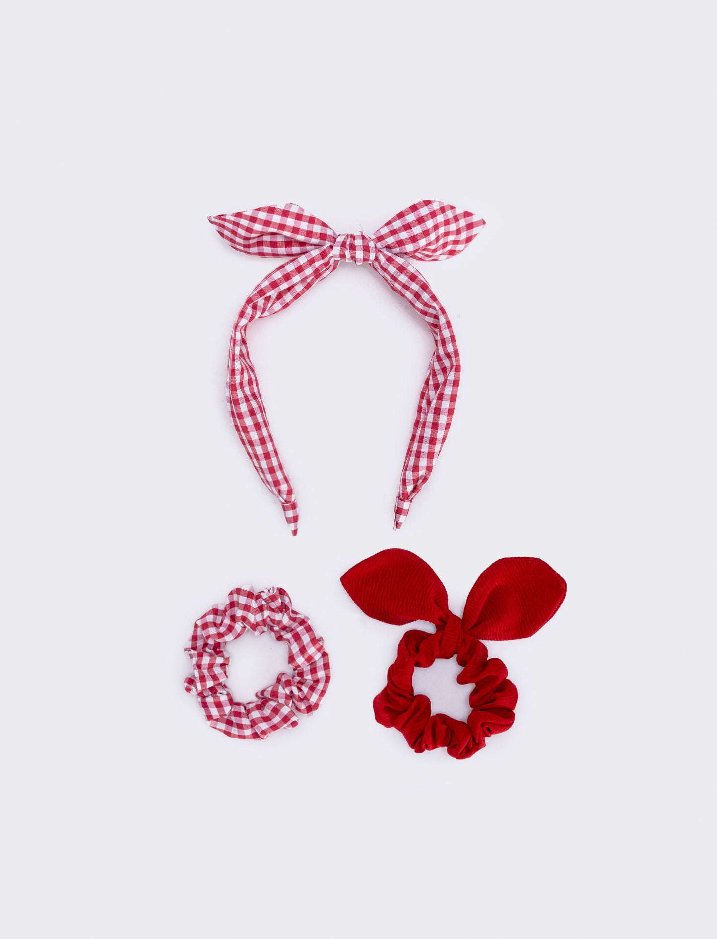 Set cerchietto e elastici vichy - Rosso