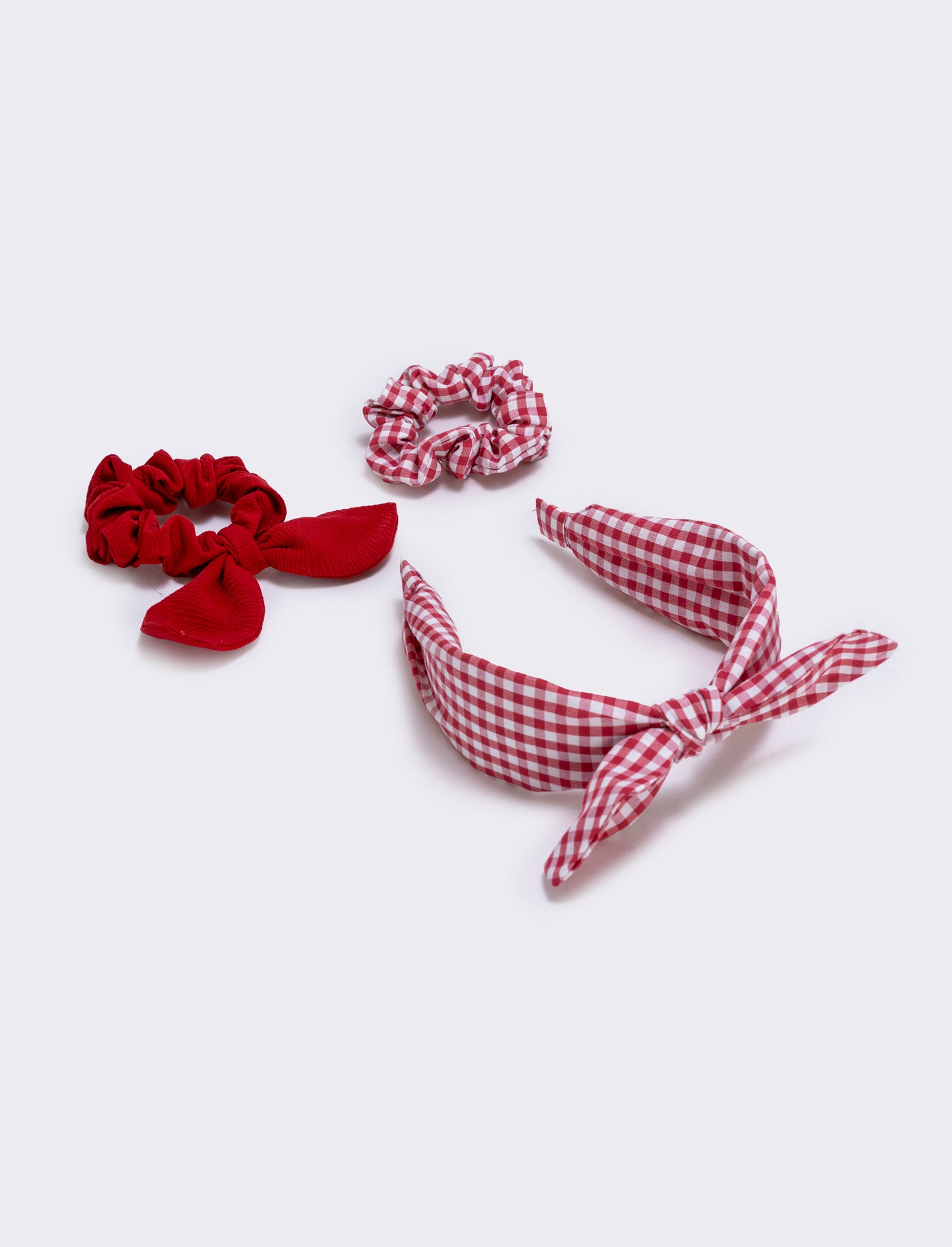 Set cerchietto e elastici vichy - Rosso