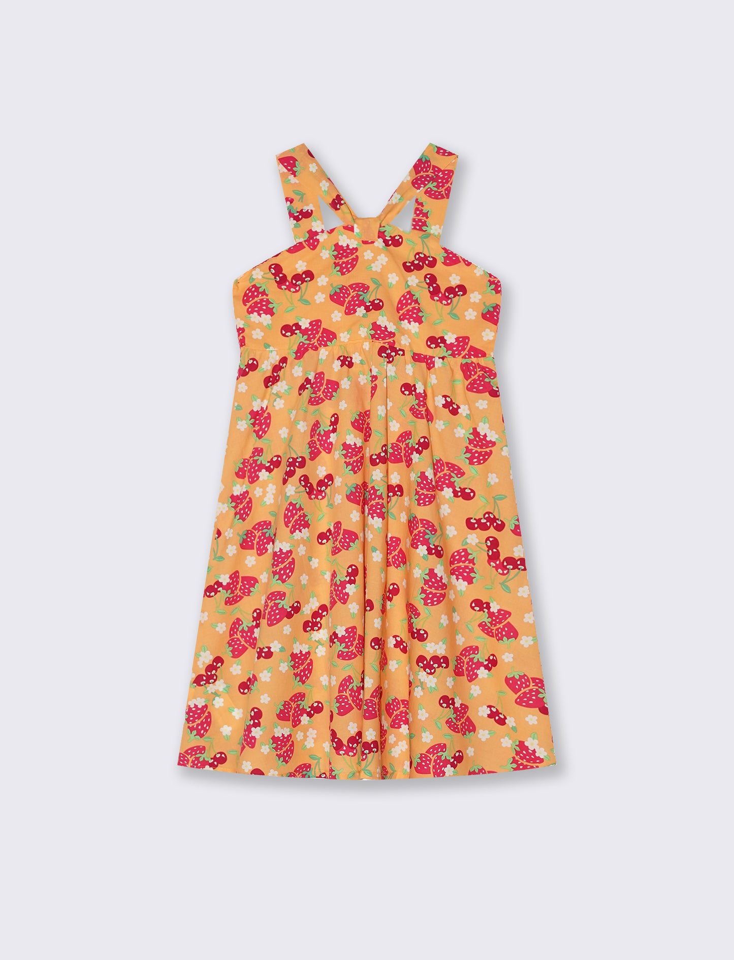 Abito con stampe e volant eleganti - Pesca