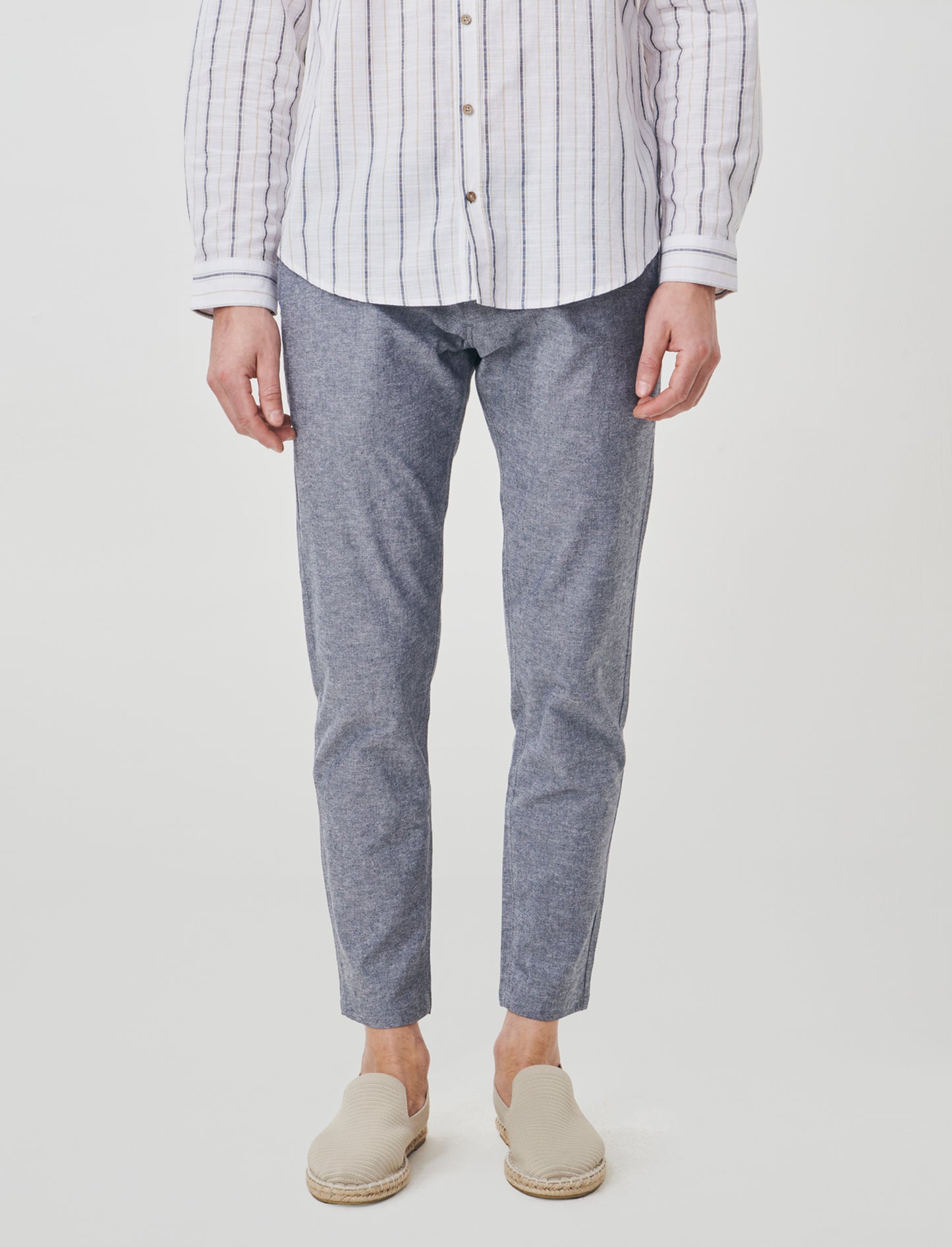 Pantaloni Chino Slim Fit in Lino - Blu