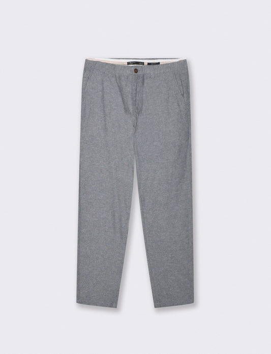 Slim Fit Linen Chino Pants - Blue