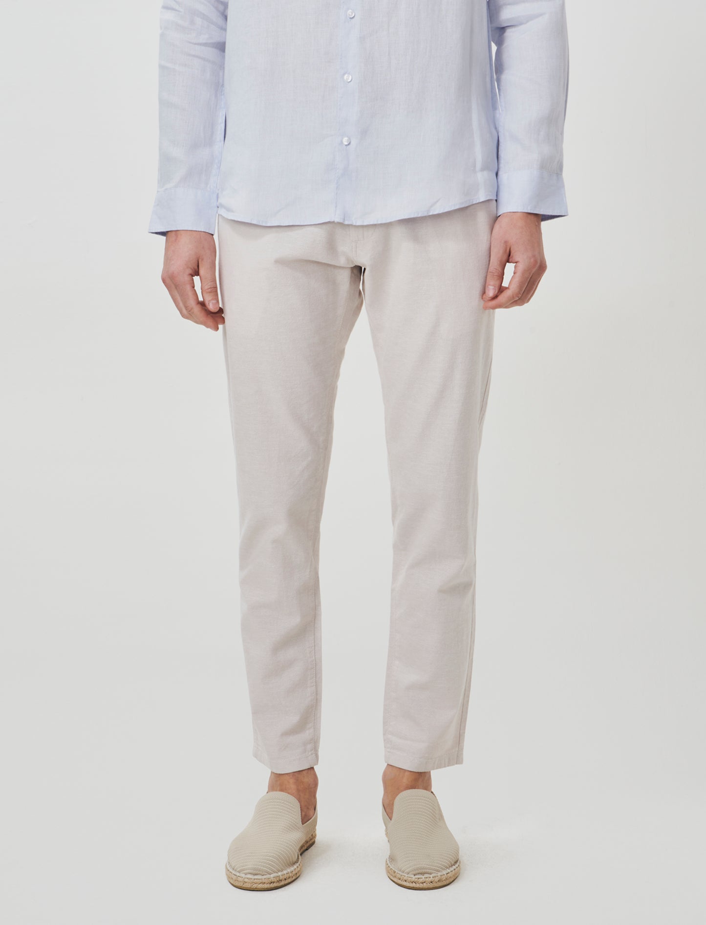 Pantaloni Chino Slim Fit in Lino - Sabbia