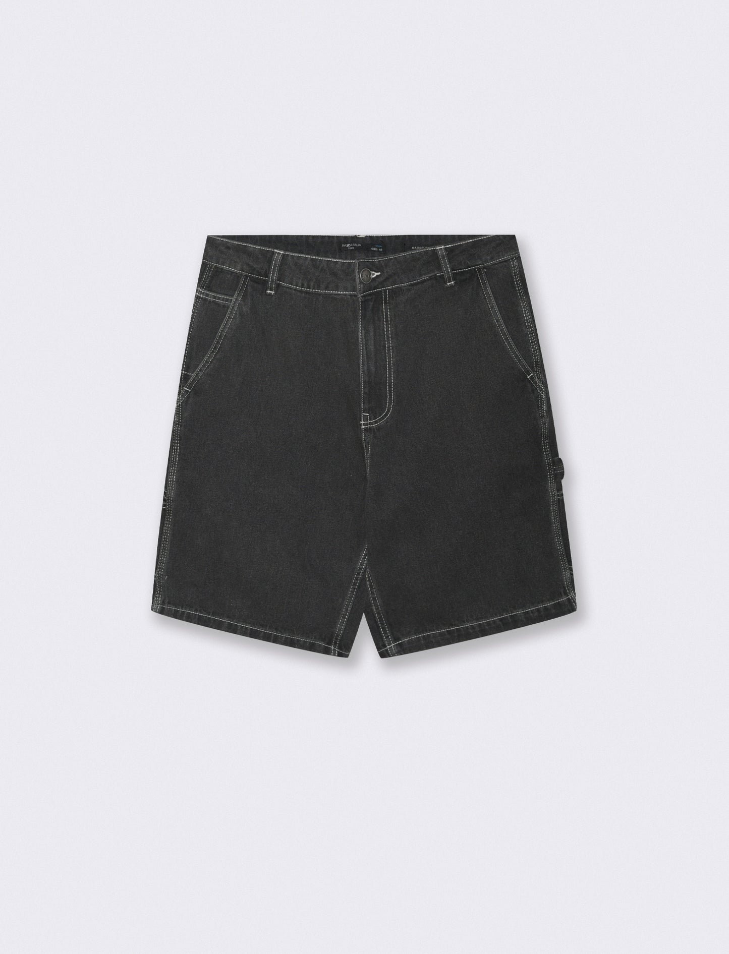 Bermuda Jeans Carpenter Fit Nero Slavato - Nero