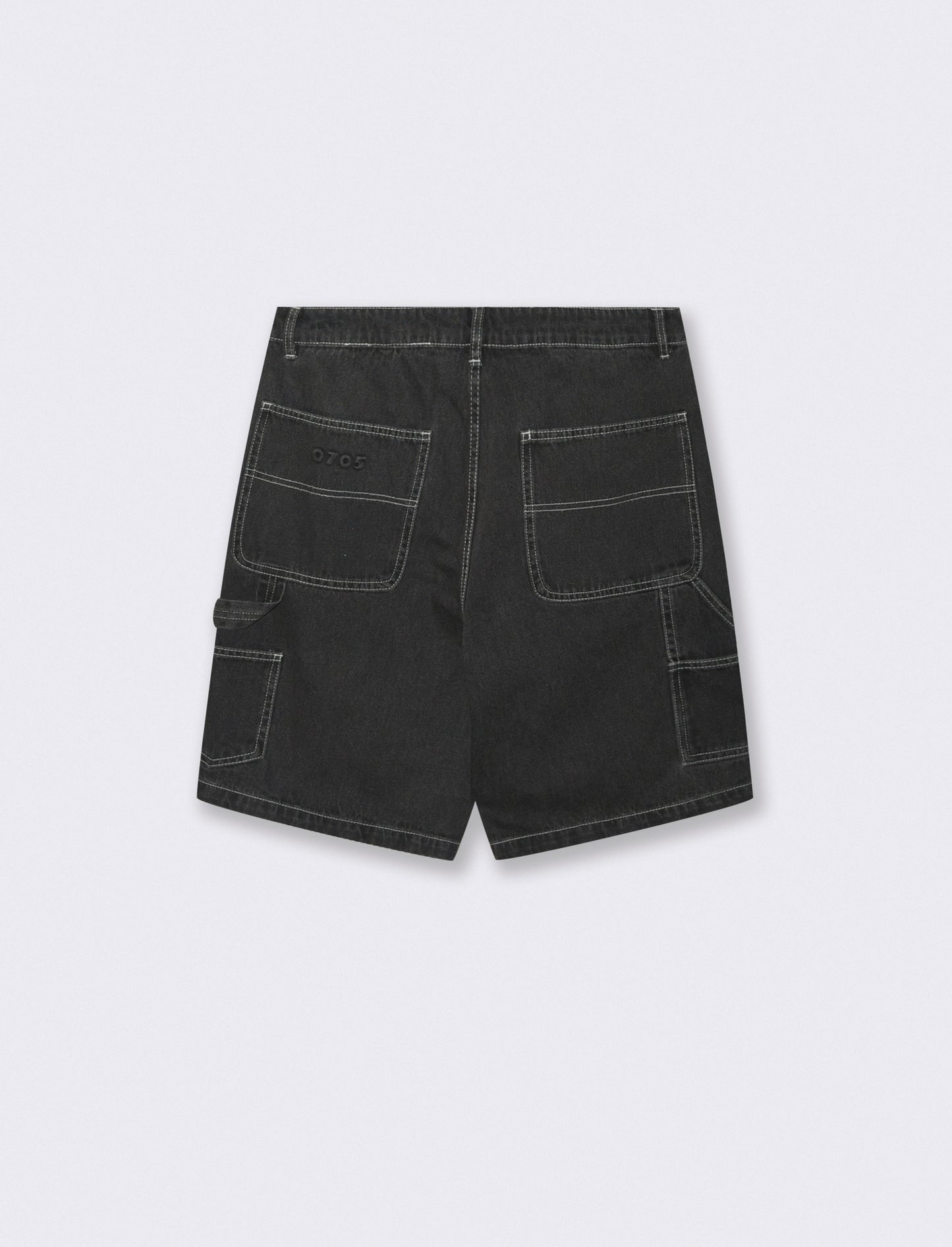 Bermuda Jeans Carpenter Fit Nero Slavato - Nero