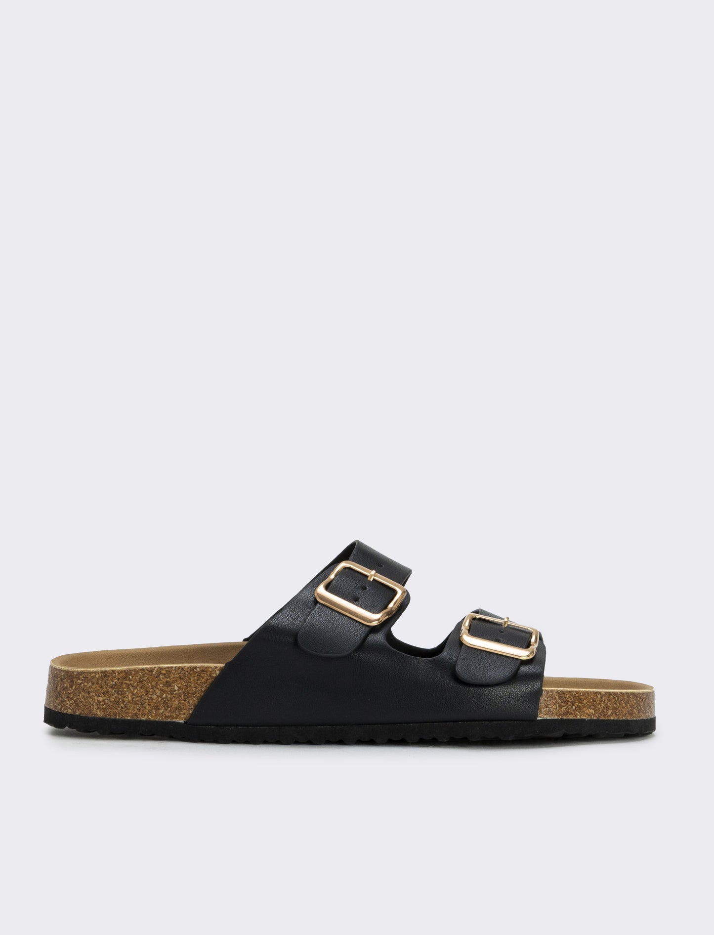 Double buckle sandal with adjustable straps - Black